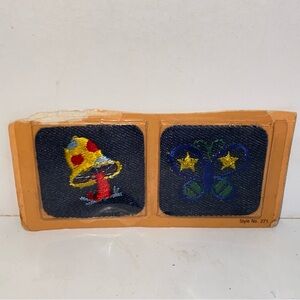 Vintage Colorful Embroidered Denim Patches by Pentapco 2" Butterfly & Mushroom
